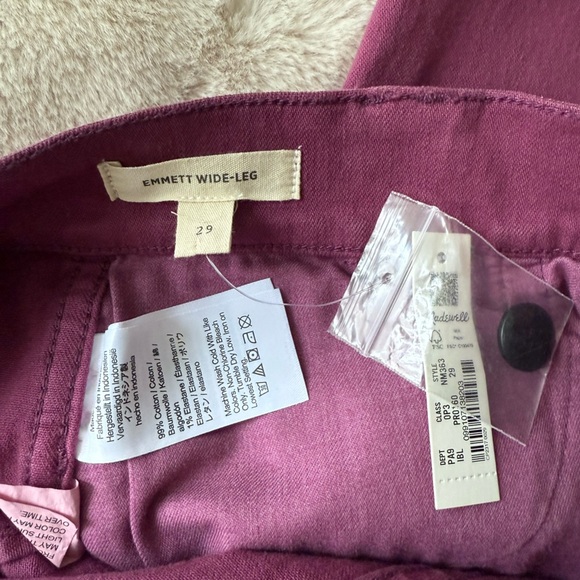 NWT Madewell The Emmett Wide-Leg Pant Garment Dyed Edition Iris Bloom Size 29 - Picture 7 of 12